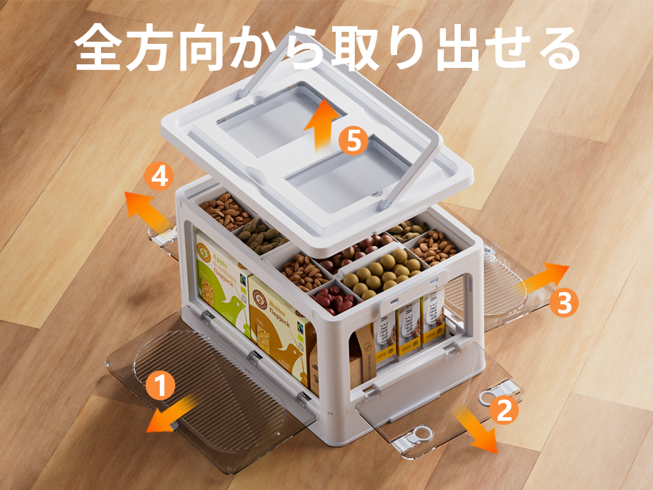 COOSOT 収納ボックス 折り畳み 蓋付き 小物 収納 コンテナ ボックス 折りたたみ キャスター付き 積み重ね 扉付き 5面開き 組立簡単 おしゃれ 多機能 省スペース